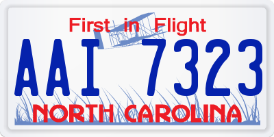 NC license plate AAI7323