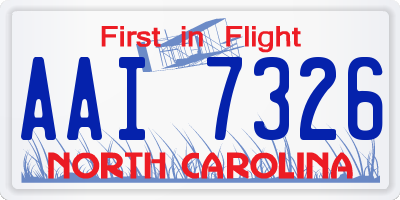 NC license plate AAI7326