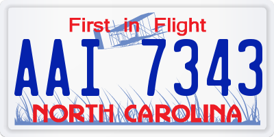 NC license plate AAI7343