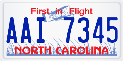 NC license plate AAI7345