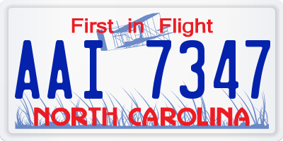 NC license plate AAI7347