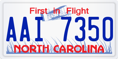 NC license plate AAI7350