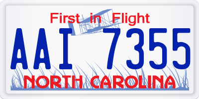NC license plate AAI7355
