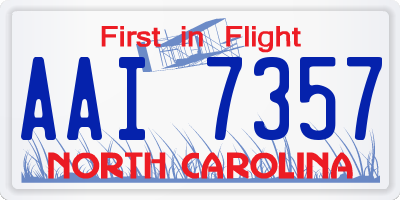 NC license plate AAI7357