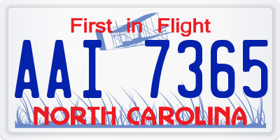 NC license plate AAI7365