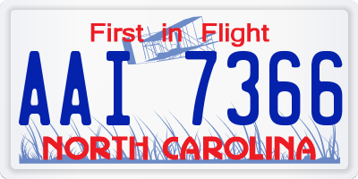NC license plate AAI7366