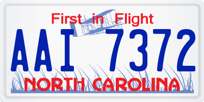 NC license plate AAI7372
