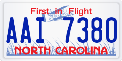 NC license plate AAI7380