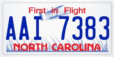 NC license plate AAI7383