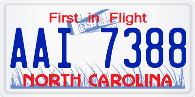 NC license plate AAI7388