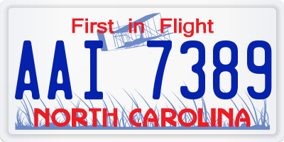 NC license plate AAI7389