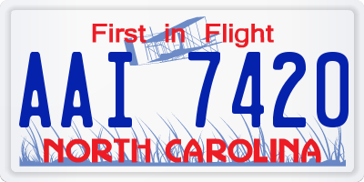 NC license plate AAI7420