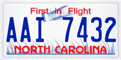 NC license plate AAI7432