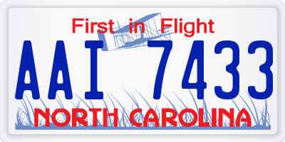 NC license plate AAI7433