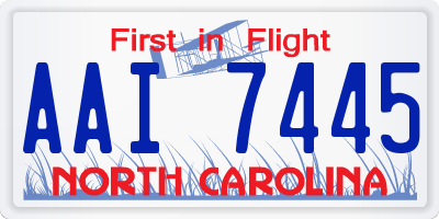 NC license plate AAI7445