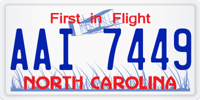 NC license plate AAI7449