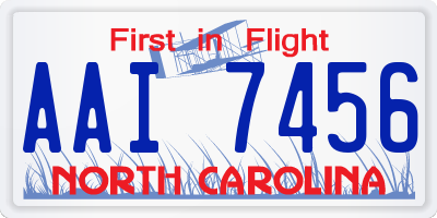 NC license plate AAI7456
