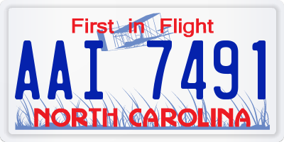 NC license plate AAI7491