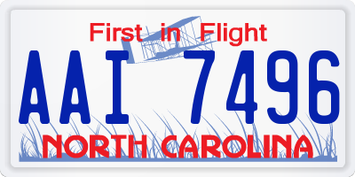 NC license plate AAI7496