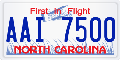 NC license plate AAI7500