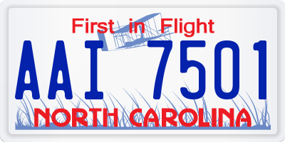 NC license plate AAI7501