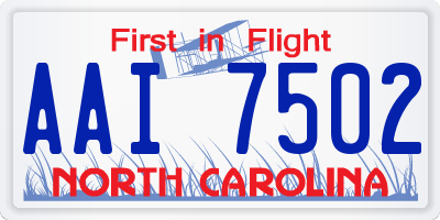 NC license plate AAI7502