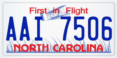 NC license plate AAI7506