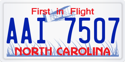 NC license plate AAI7507