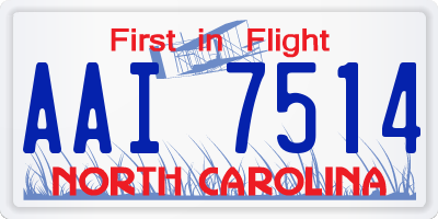 NC license plate AAI7514