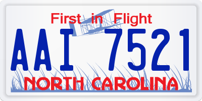 NC license plate AAI7521