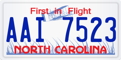 NC license plate AAI7523