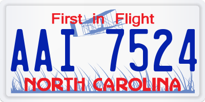 NC license plate AAI7524