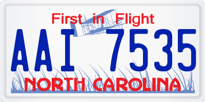 NC license plate AAI7535