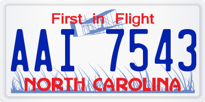 NC license plate AAI7543