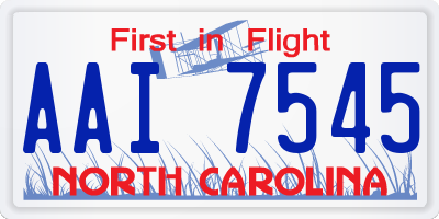 NC license plate AAI7545