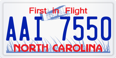 NC license plate AAI7550
