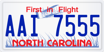 NC license plate AAI7555