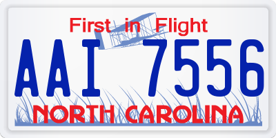 NC license plate AAI7556