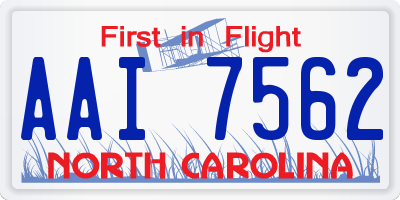 NC license plate AAI7562