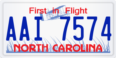 NC license plate AAI7574