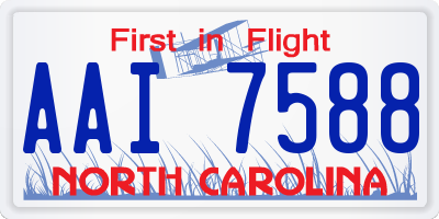 NC license plate AAI7588