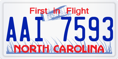 NC license plate AAI7593