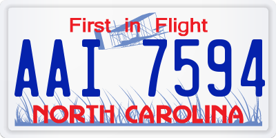 NC license plate AAI7594