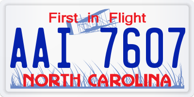 NC license plate AAI7607