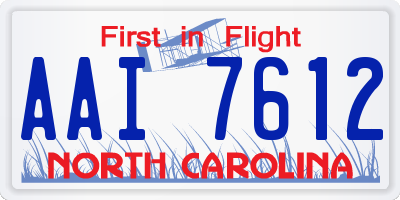 NC license plate AAI7612