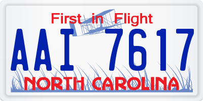 NC license plate AAI7617