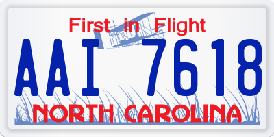 NC license plate AAI7618