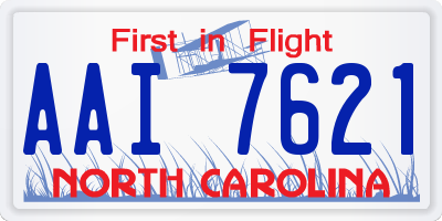 NC license plate AAI7621