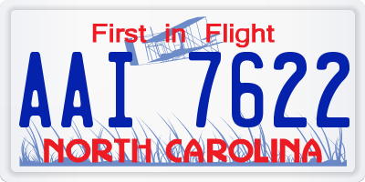 NC license plate AAI7622