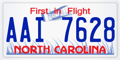 NC license plate AAI7628
